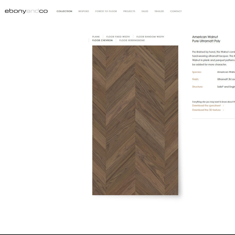 Ebony and Co American Walnut Chevron Pure Ultramatt