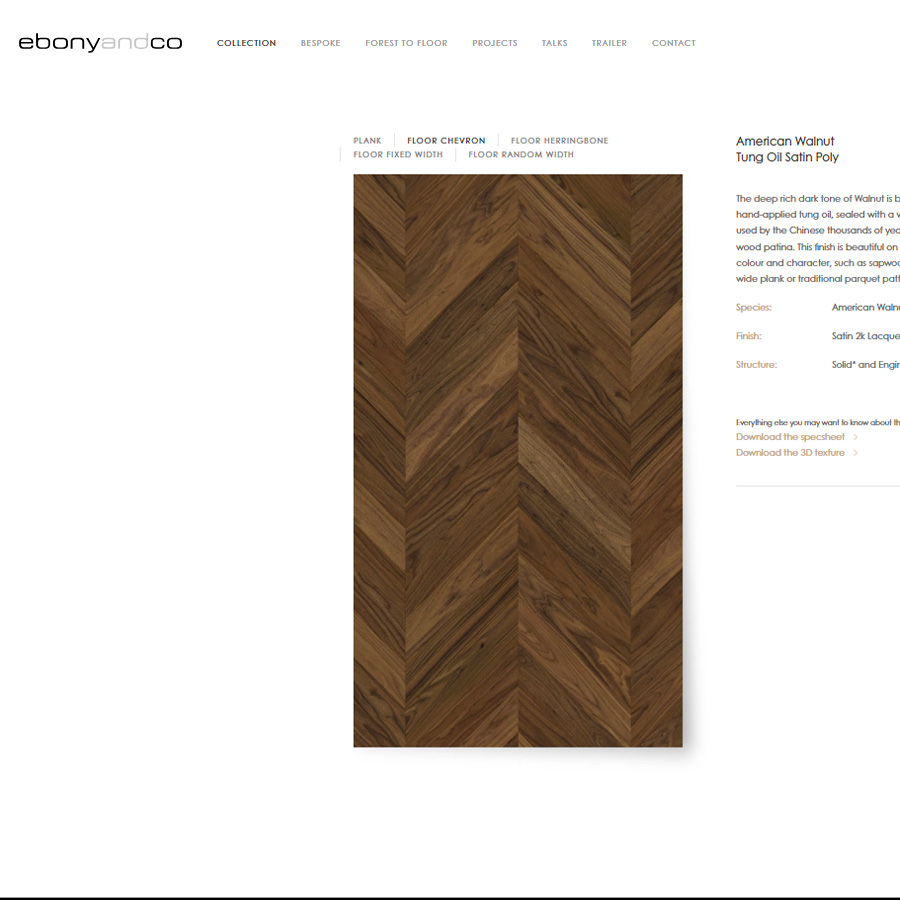 Ebony and Co American Walnut Herringbone 18x90cm Pure Ultramatt