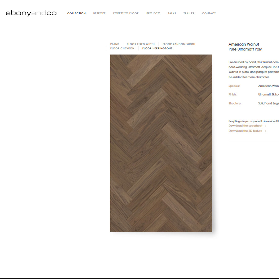 Ebony and Co American Walnut Herringbone Pure Ultramatt