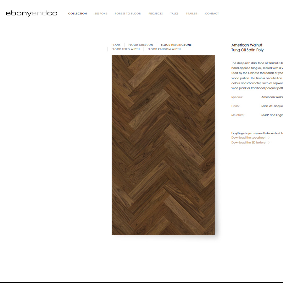 Ebony and Co American Walnut Herringbone 18x90cm Tung Oil