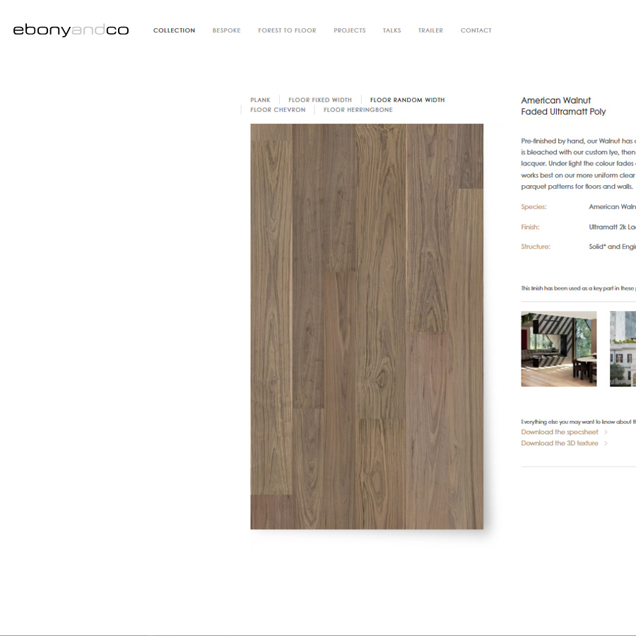 Ebony and Co American Walnut Random Width 25-40cm Faded Ultramatt