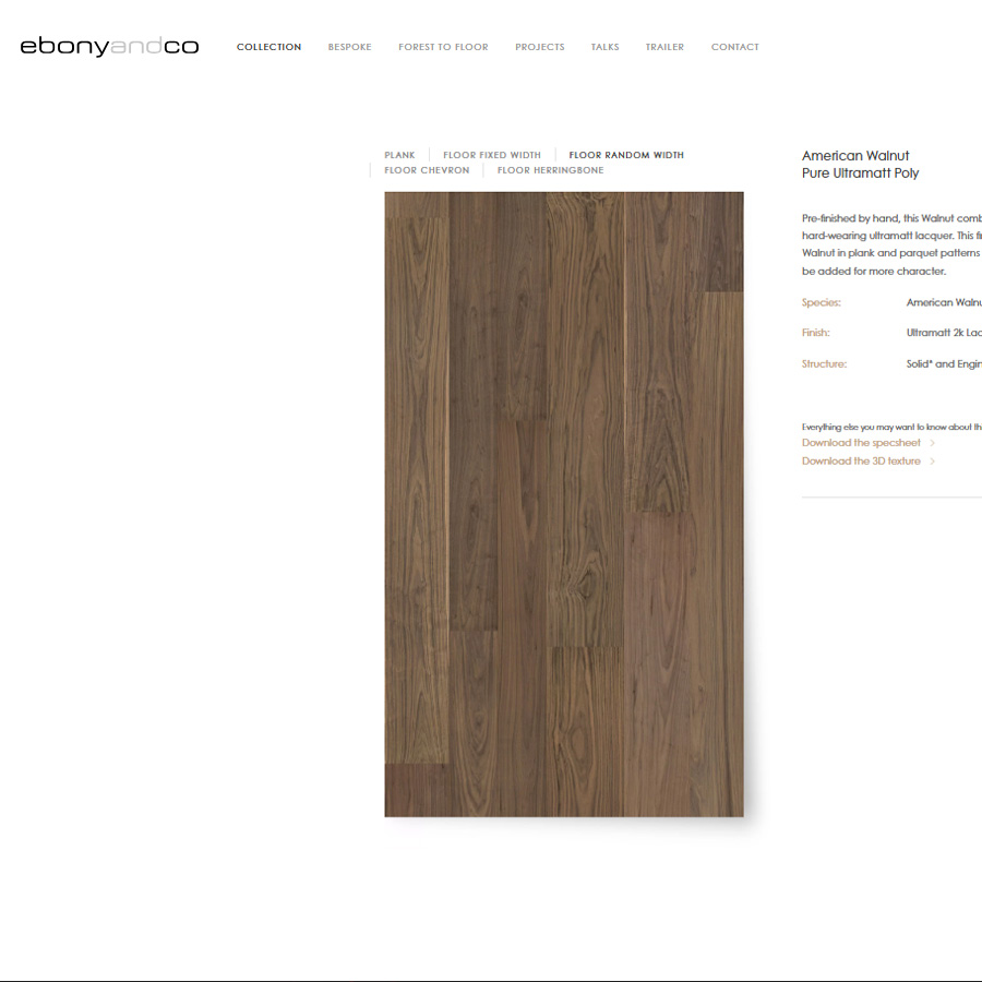 Ebony and Co American Walnut Random Width 18-31cm Pure Ultramatt