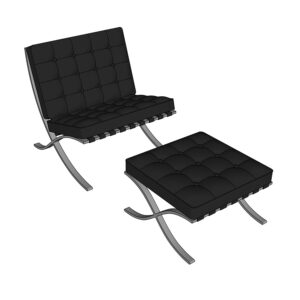 3D Sketchup model Knoll Ottoman Barcelona chair