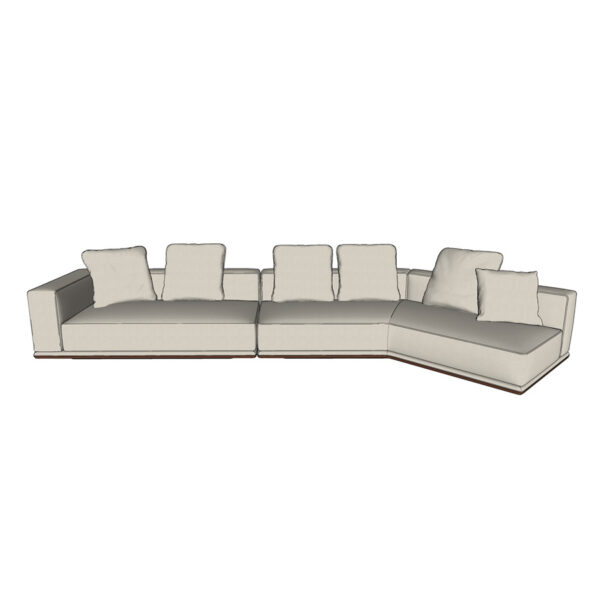 Sketchup 3D model Minotti Horizonte elements 1 armrest 180cm and inclined central element 252cm