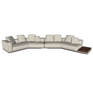 Sketchup 3D model Minotti Horizonte inclined element 1 armrest 267cm and inclined central with top short 302cm