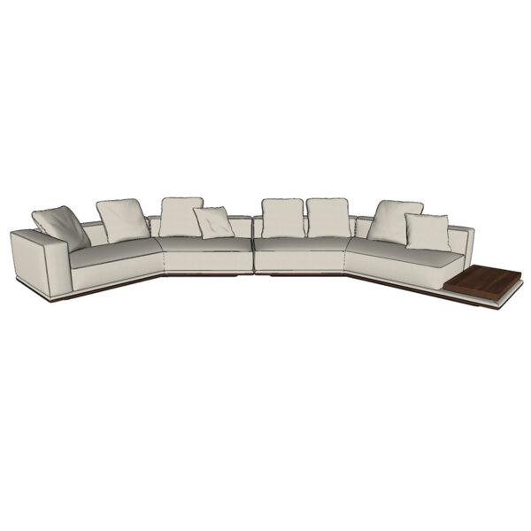 Sketchup 3D model Minotti Horizonte inclined element 1 armrest 267cm and inclined central with top short 302cm