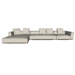 Sketchup 3D model Minotti Horizonte straight with chaise longue 01
