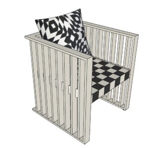 3D Sketchup model Purkersdorf chair Josef Hoffmann white