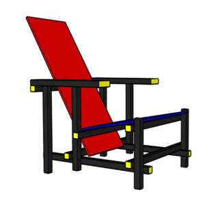 3D Sketchup model Rietveld Red Blue chair - Web